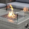 4 Seater Grey Rattan Garden Corner Sofa Set with Storage and Fire Pit Table  - Como