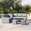 8 Seater Grey Rattan Garden Corner Dining Sofa Set with Height Adjustable Table -  Fortrose