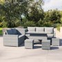 8 Seater Grey Rattan Garden Corner Dining Sofa Set with Height Adjustable Table -  Fortrose