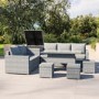 8 Seater Grey Rattan Garden Corner Dining Sofa Set with Height Adjustable Table -  Fortrose