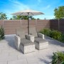 Grey Rattan Reclining Sun Loungers with Parasol  - Fortrose