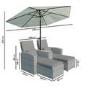 Grey Rattan Reclining Sun Loungers with Parasol  - Fortrose