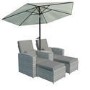 Grey Rattan Reclining Sun Loungers with Parasol  - Fortrose