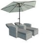 Grey Rattan Reclining Sun Loungers with Parasol  - Fortrose