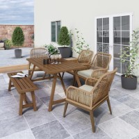6 Seater Wooden Garden Dining Set with Bench and Chairs - Aspen