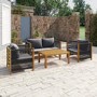 4 Seater Grey Rope Garden Sofa Set - Como