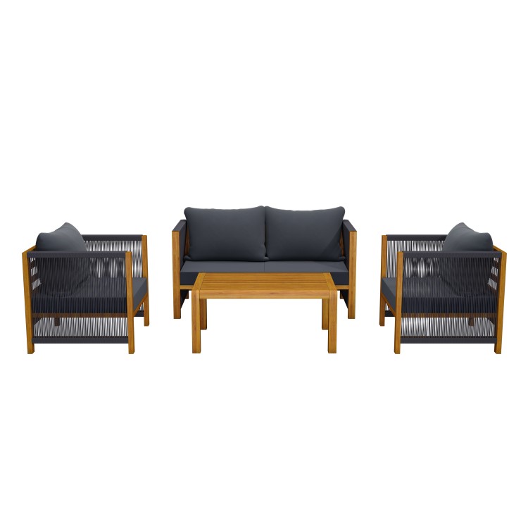 4 Seater Grey Rope Garden Sofa Set - Como