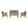 4 Seater Grey Rattan Garden Sofa Set With Solid Wood Frame - Aspen