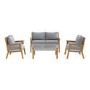 4 Seater Grey Rattan Garden Sofa Set With Solid Wood Frame - Aspen