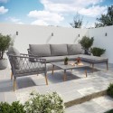 FTR098 4 Seater Grey Garden Corner Sofa Set with Armchair and Table - Como