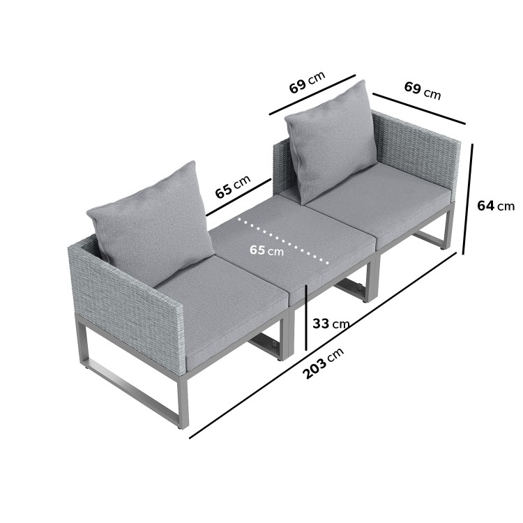 2 Seater Grey Garden Rattan Modular Bistro Set & Lounger - Fortrose