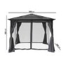Black Metal Garden Gazebo with Net Curtain - 3 x 3m - Como