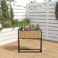 Rectangular Wooden Garden Planter with Metal Base - 90 x 85cm - Como Rectangular Wooden Garden Planter with Metal Base - 90 x 85cm - Como