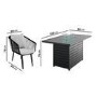 6 Seater Grey Aluminium & Rope Garden Dining Set with Firepit Table