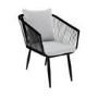 6 Seater Grey Aluminium & Rope Garden Dining Set with Firepit Table