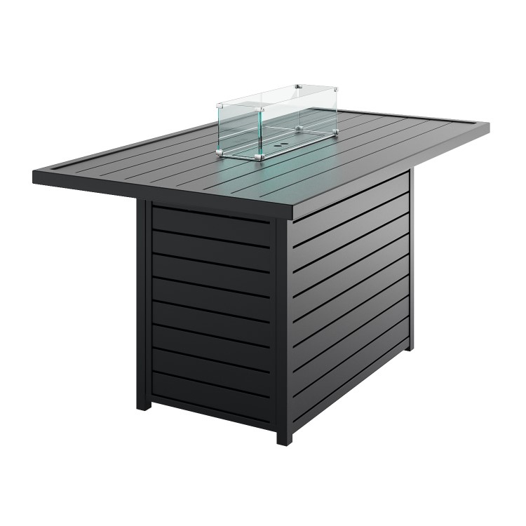 6 Seater Grey Aluminium & Rope Garden Dining Set with Firepit Table