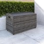 Grey Rattan Water Resistant Garden Storage Box with Serving Ledge & Wheels - 125x60cm