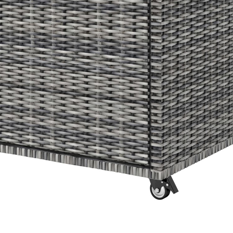 Grey Rattan Water Resistant Garden Storage Box with Serving Ledge & Wheels - 150x90cm - Fortrose