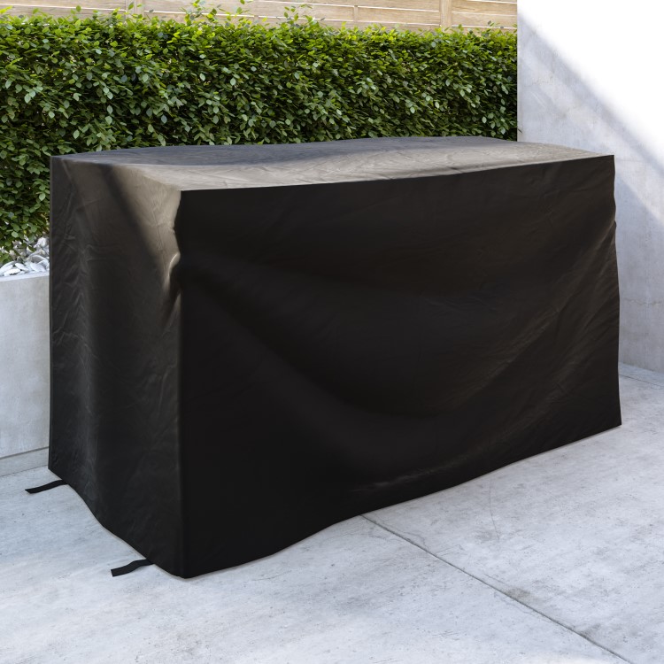Grey Rattan Water Resistant Garden Storage Box with Serving Ledge & Wheels - 150x90cm - Fortrose