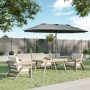 2.7x4.5m Large Double Sided Grey Parasol with Base - Como