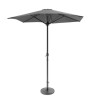 6 seater Grey Metal Garden Dining Set with Lazy Susan Parasol &amp; Padded Foldable Chairs - Fortrose
