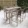 4 Stools Wood Effect & Aluminium Garden Bar Set - Como