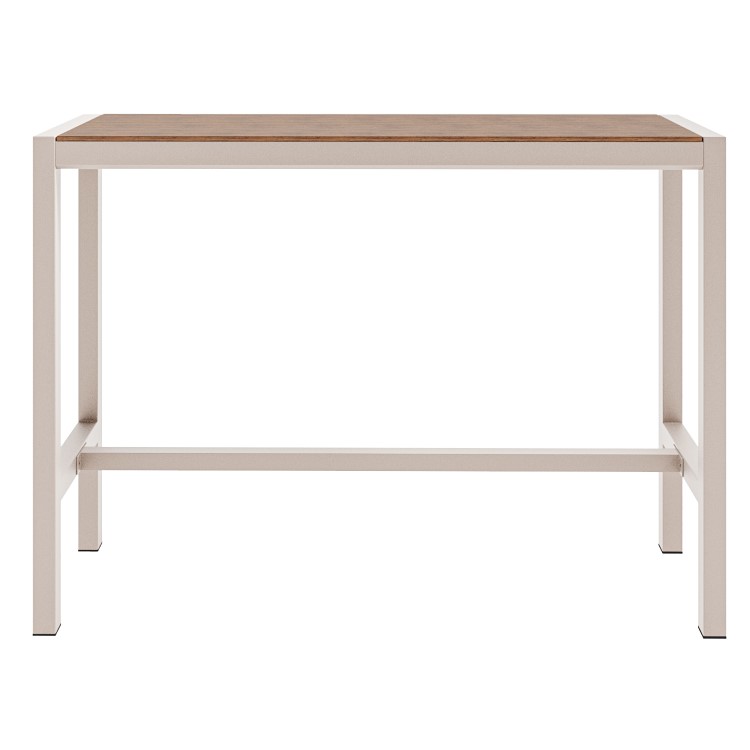 4 Stools Wood Effect & Aluminium Garden Bar Set - Como