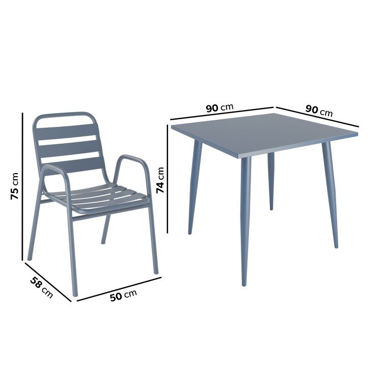 4 Seater Grey Aluminium Table and Chairs Outdoor Garden Dining Set