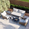 4 Seater Garden Sofa Set with Wicker Woven Chairs &amp; 2 Tables - Como 