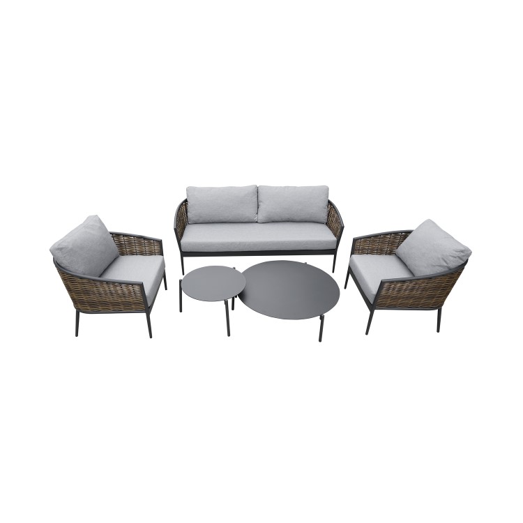 4 Seater Garden Sofa Set with Wicker Woven Chairs & 2 Tables - Como 