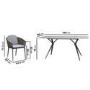 6 Seater Garden Dining Set with Woven Wicker Chairs & Stone Table Top