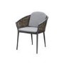6 Seater Garden Dining Set with Woven Wicker Chairs & Stone Table Top