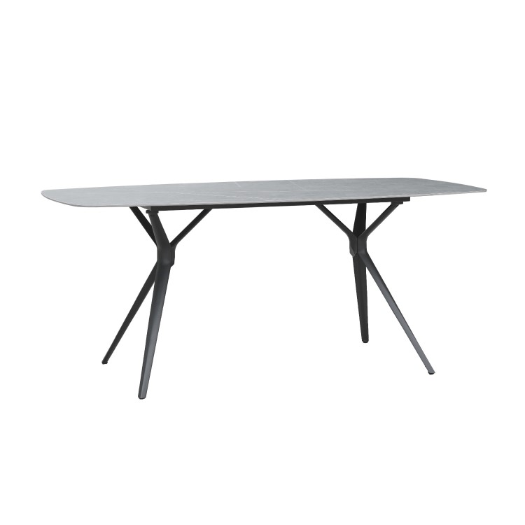 6 Seater Garden Dining Set with Woven Wicker Chairs & Stone Table Top