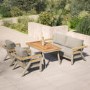6 Seater Iroko Wood & Aluminium Garden Sofa Set - Como