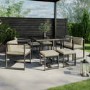 8 Seater Grey Metal Cube Set with Beige Cushions