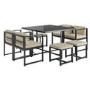 8 Seater Grey Metal Cube Set with Beige Cushions
