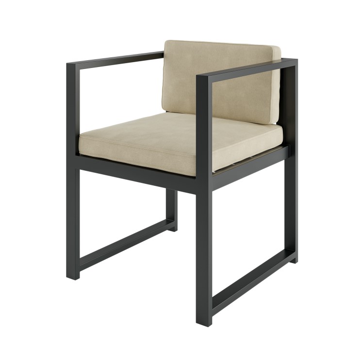 8 Seater Grey Metal Cube Set with Beige Cushions