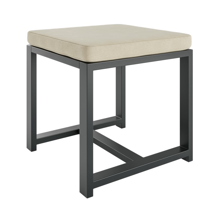 8 Seater Grey Metal Cube Set with Beige Cushions