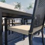 6 Seater Grey Metal Dining Set with Detailed Chair Back and Slatted Table Top - Como