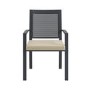 6 Seater Grey Metal Dining Set with Detailed Chair Back and Slatted Table Top - Como
