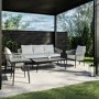 5 Seater Cream Rope and Black Metal Garden Sofa Set with Coffee Tables - Aspen