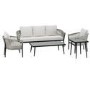 5 Seater Cream Rope and Black Metal Garden Sofa Set with Coffee Tables - Aspen