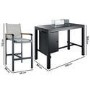 4 Seater Black Metal Garden Bar Table Set with Fire Pit