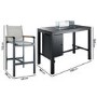 4 Seater Black Metal Garden Bar Table Set with Fire Pit