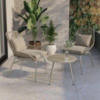 2 Seater Light Wicker Bistro Set With Table - Como