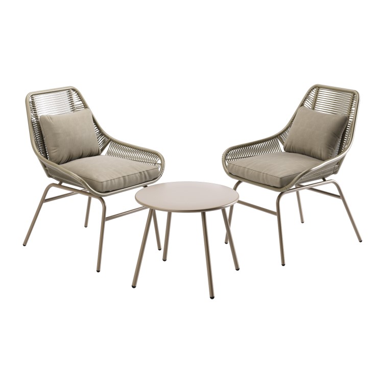2 Seater Light Wicker Bistro Set With Table - Como