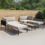 4 Seater Modular Sun Lounger Set with Heavy Weave Detail and Dual Coffee Tables