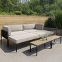 4 Seater Modular Sun Lounger Set with Heavy Weave Detail and Dual Coffee Tables