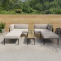 4 Seater Modular Sun Lounger Set with Heavy Weave Detail and Dual Coffee Tables
