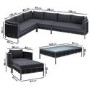 8 Seater Black Rope Garden Corner Sofa Set with Matching Coffee Table